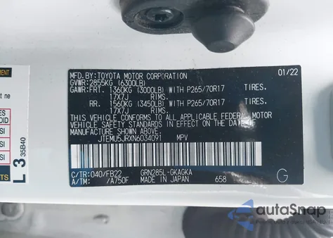 2022 Toyota 4Runner Sr5 z USA, uszkodzony, nr VIN JTEMU5JRXN6034091